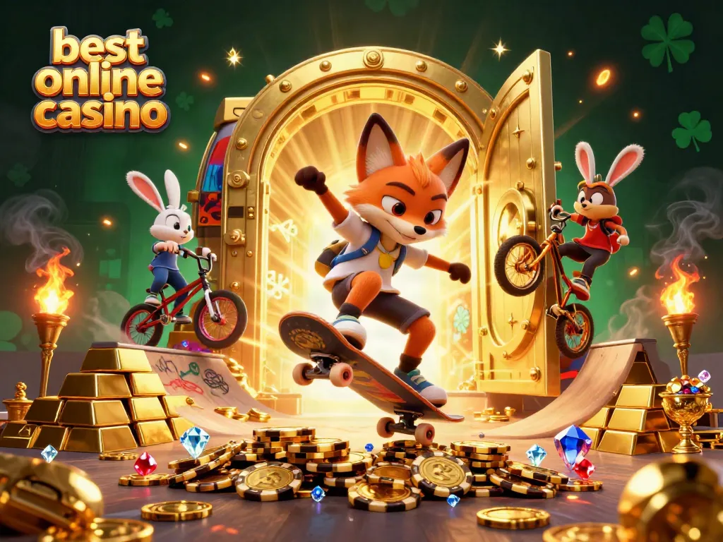 Experience the thrill at the best online casino with engaging characters and vibrant casino elements.