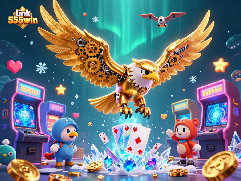 Engage with exciting gaming action featuring link 555win in this vibrant 3D casino scene.