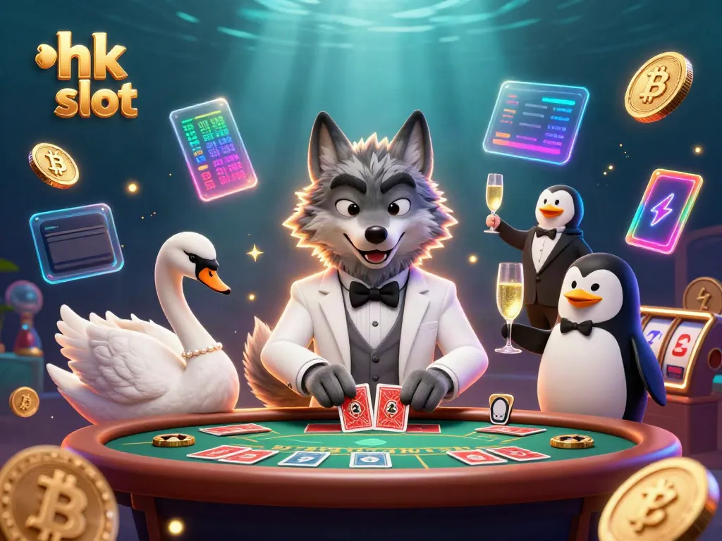 Engage with the hk slot experience featuring debonair characters at a vibrant casino scene.