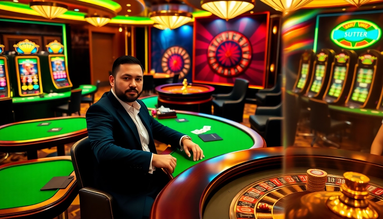 S8 casino player enjoying a vibrant poker game with chips and betting slips.