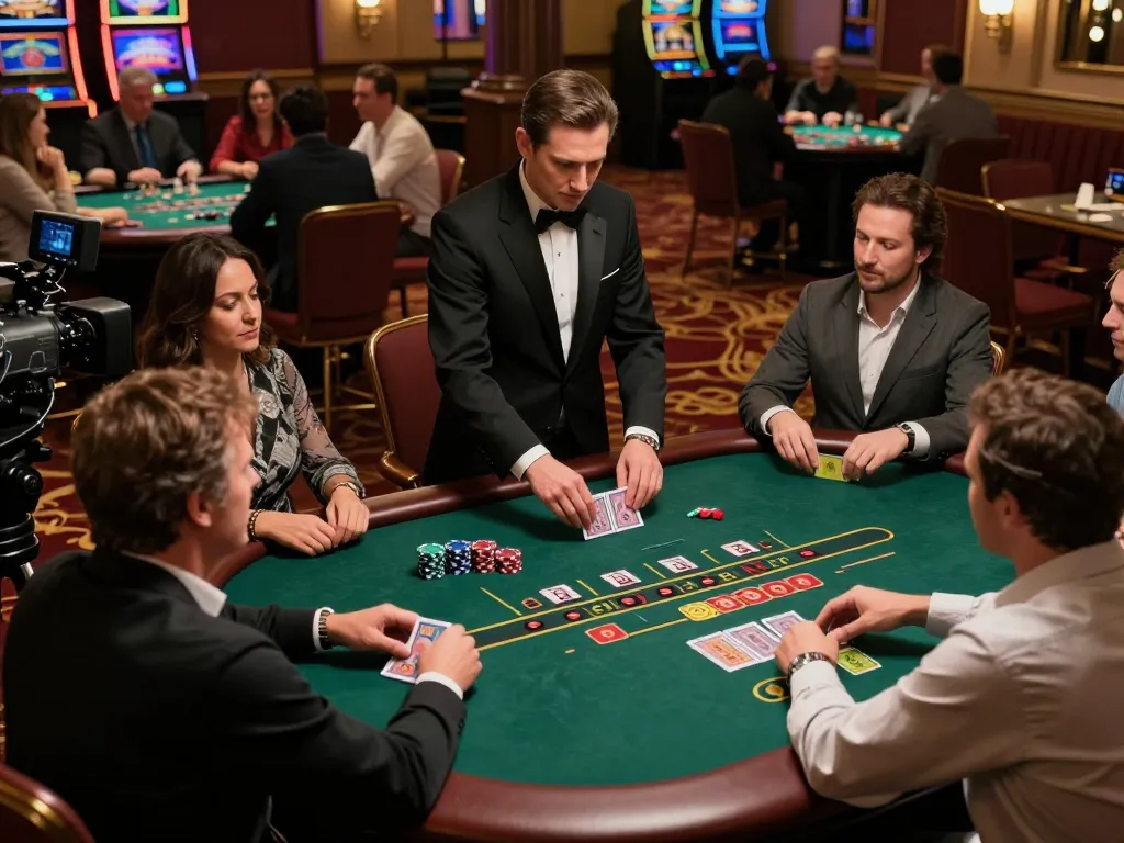 Engaged players at a blackjack table in a casino, showcasing addresses compiled within 주소모음 for strategic play.