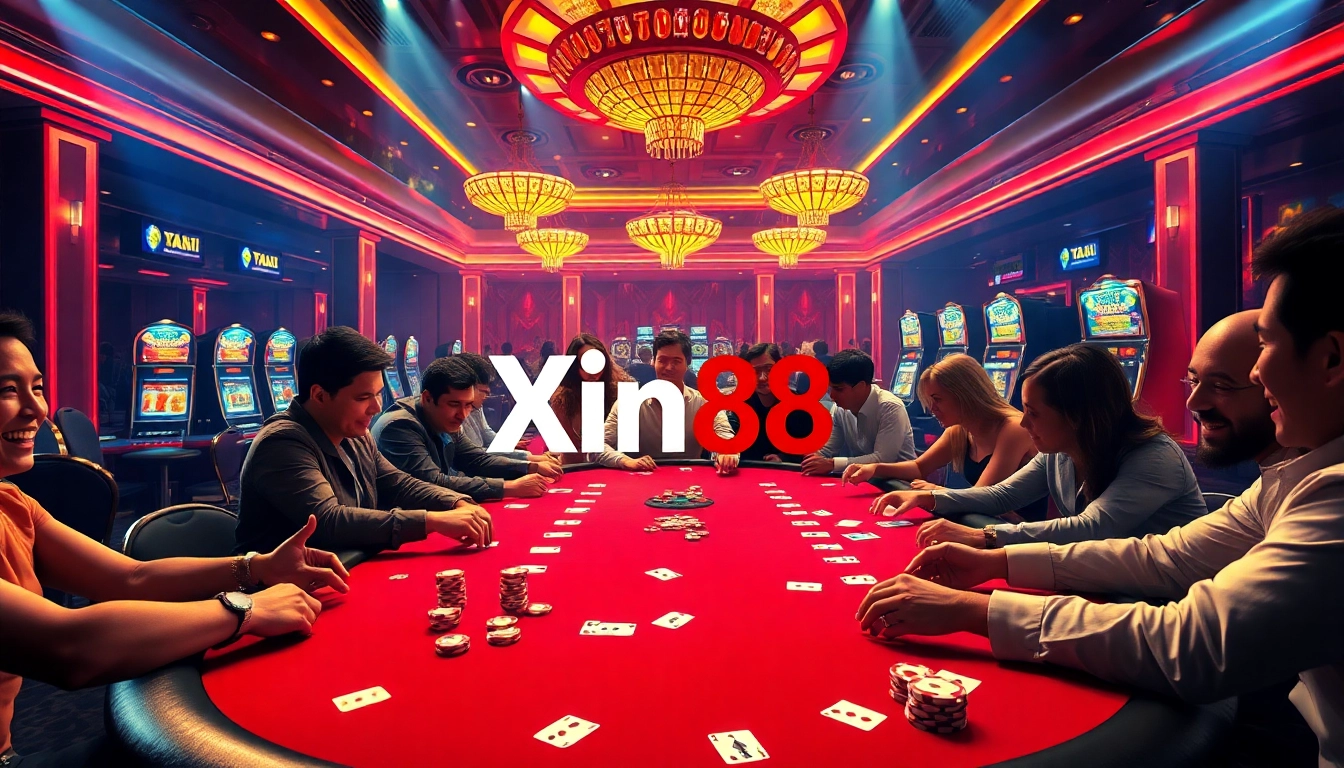 Experience the excitement of Xin88 with vibrant poker games and luxurious casino tables.