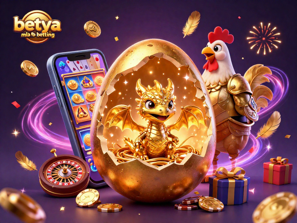 Experience the thrill of betya.com mlb betting with a golden dragon and casino elements.