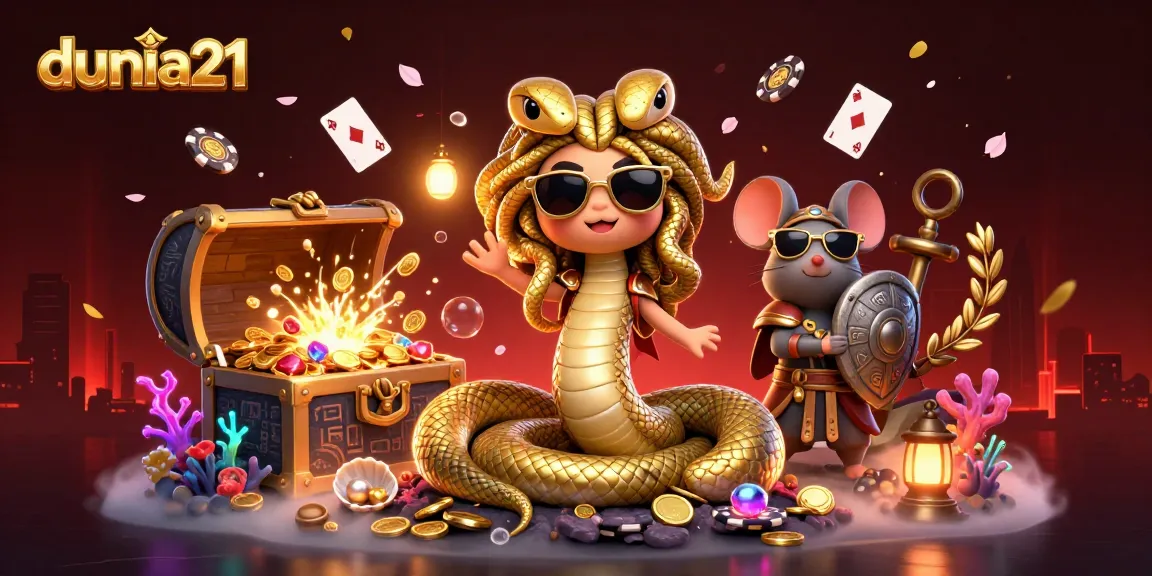 Experience the vibrant dunia21 scene with snake-lady Medusa and treasures as you play!