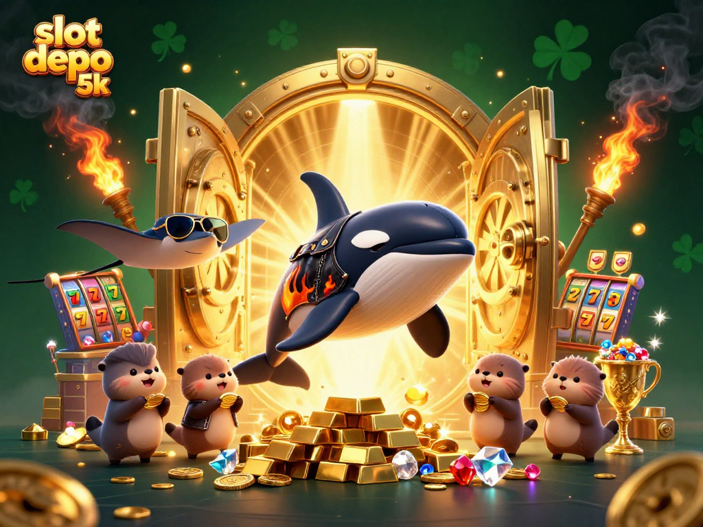 Engage with slot depo 5k while enjoying a dynamic underwater casino scene featuring sea creatures.