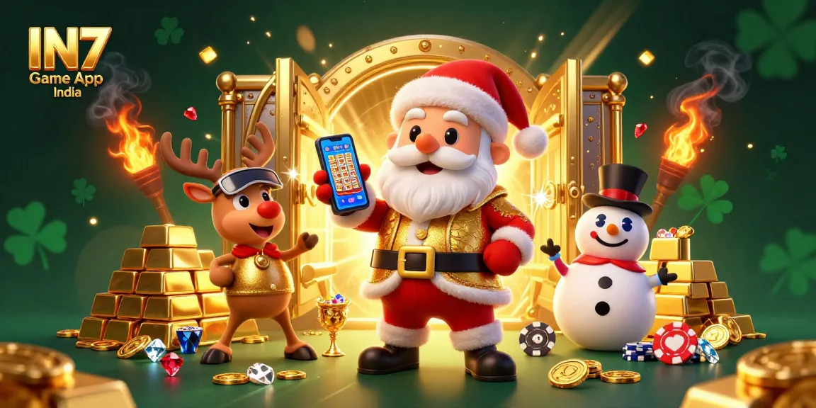 Win big with IN7 Game App India as festive characters celebrate jackpot slots.
