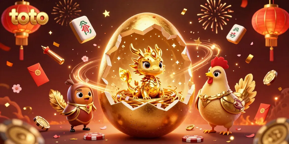 Engage in thrilling toto gameplay with a golden dragon on poker chips amidst vibrant decorations.