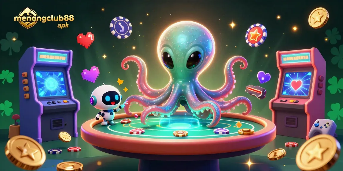 Experience thrilling gameplay with Menangclub88 apk featuring a vibrant alien casino scene.