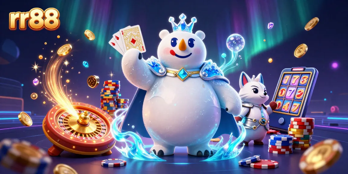 Experience thrilling gaming adventures with rr88's immersive casino scene featuring a polar bear and fox.