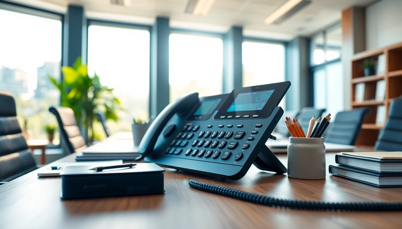 Elevate your communication with a small business phone service in a modern office setup.