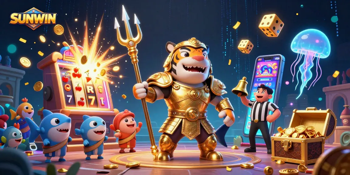 SUNWIN captures thrilling gaming moments in a vibrant underwater colosseum with a tiger shark hero.
