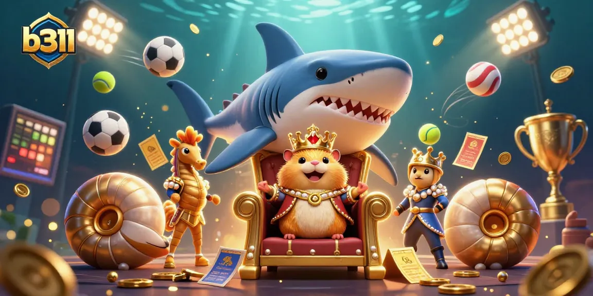 o b311 revela jogos de cassino com um rei hamster em seu trono, cercado por guardas marinhos.