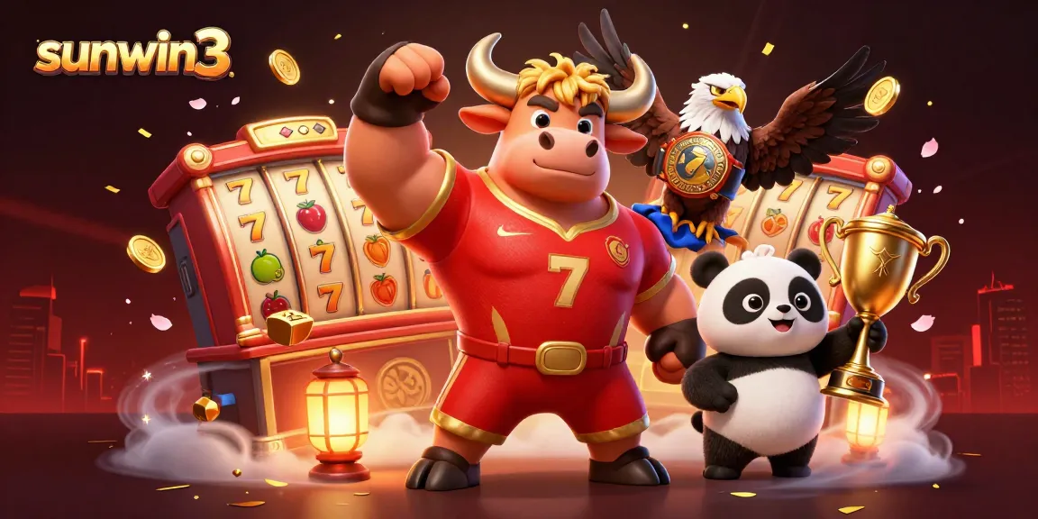 Join the excitement at sunwin3 where our vibrant 3D characters celebrate casino victories with slot symbols!