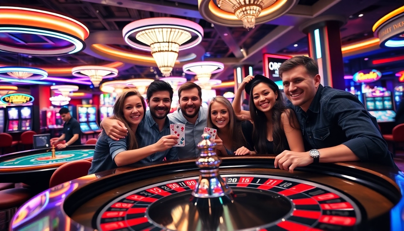 1777 bet app একটি ক্যাসিনো পরিবেশে খেলার সময় আনন্দিত খেলোয়াড়দের ছবি।