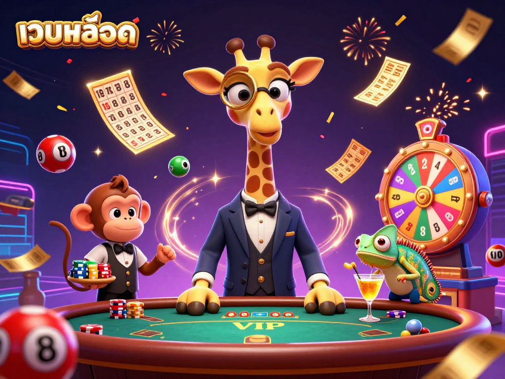 Spin the reels with เว็บสล็อต featuring vibrant casino elements and characters in a magical atmosphere.