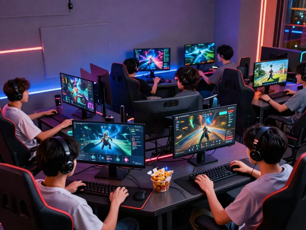Players enjoying the A80 gaming platform in a vibrant gaming lounge.