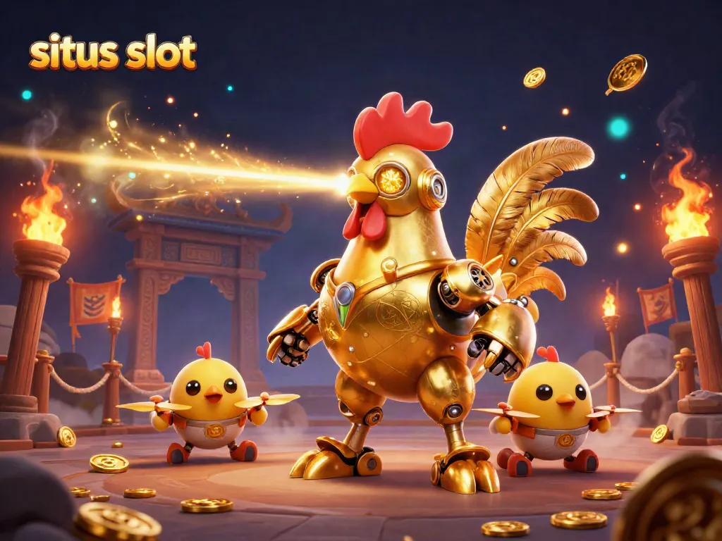 Menangkan pengalaman bermain di situs slot dengan karakter robot ayam emas futuristik yang menarik.