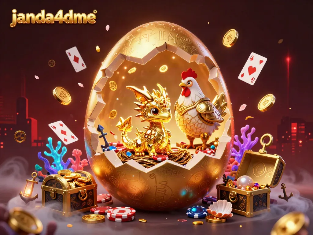 Mengamati keindahan keajaiban janda4dme saat naga emas muncul dari telur di atas chip poker.