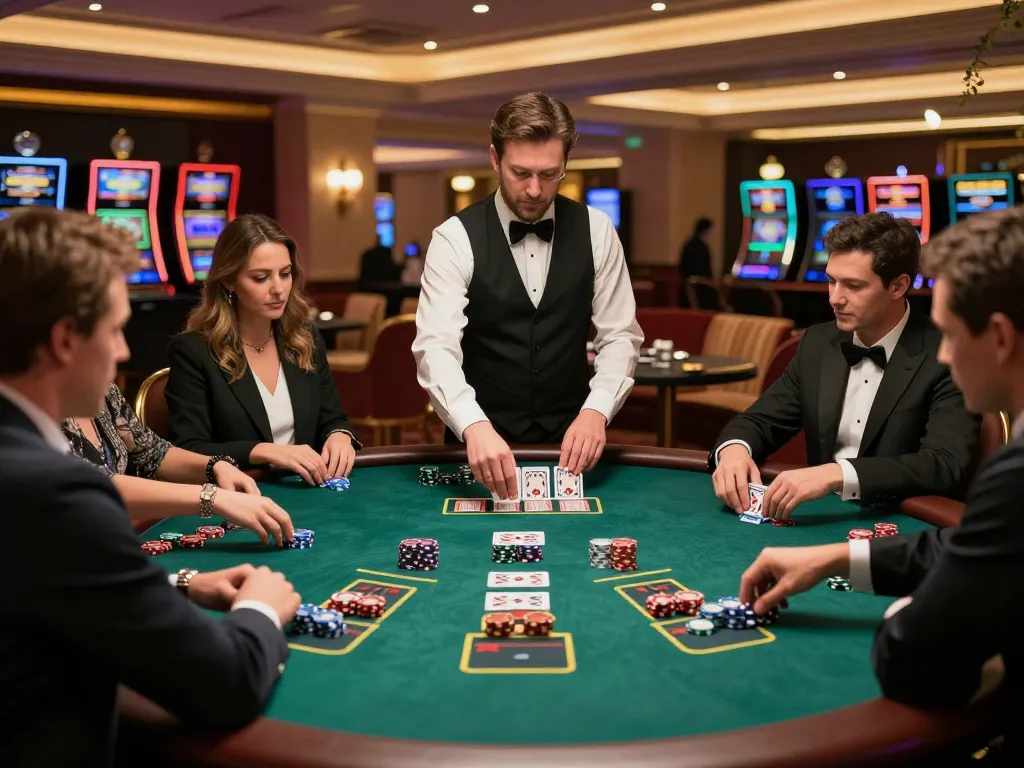 Experience high-stakes gaming action at 789P baccarat table in a luxurious casino setting