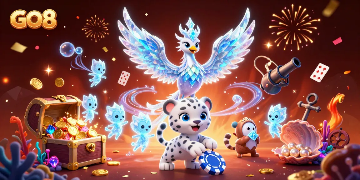 Engage in thrilling gaming action at GO8 with colorful characters and lively casino elements.