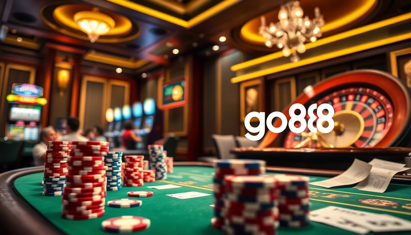 Exciting action at nhà cái go88 with poker players and vibrant casino elements