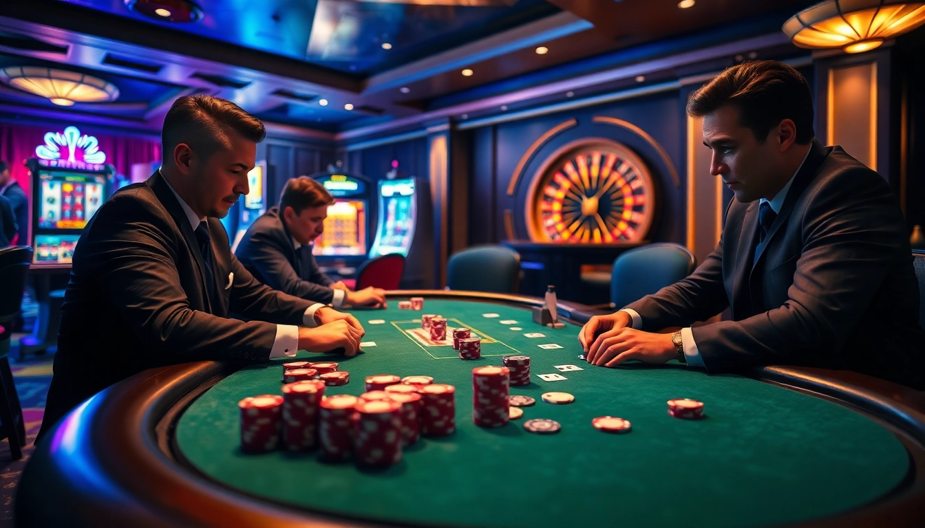 Exciting poker game scene with poker chips and cards at ww88 com casino.