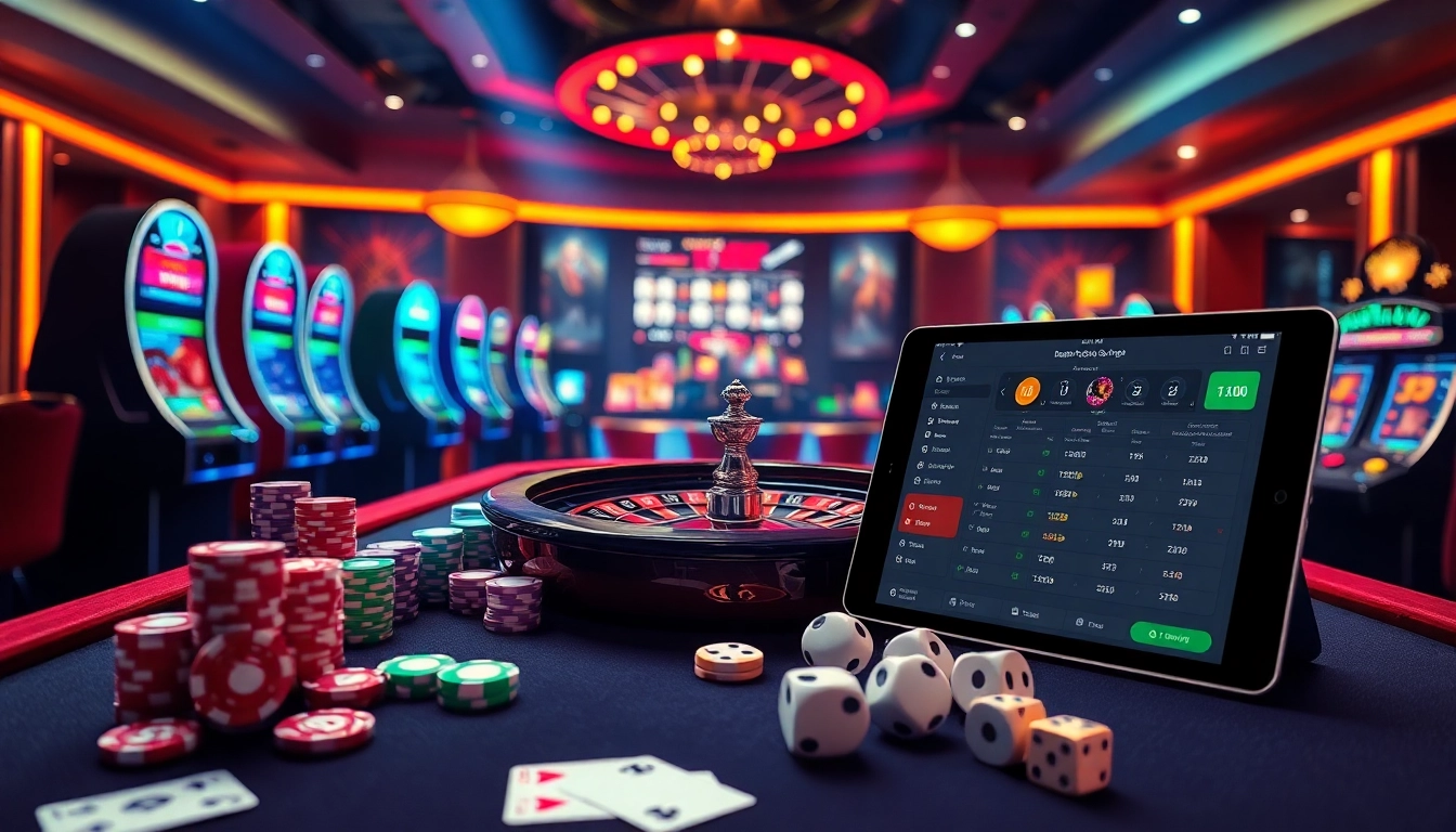 Experience thrilling gambling action with https://debet2.app/ showcasing casino chips, roulette wheel, and online betting interface.