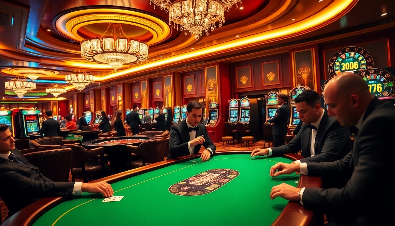 SODO66 players engaged in intense poker action in a luxurious casino setting.