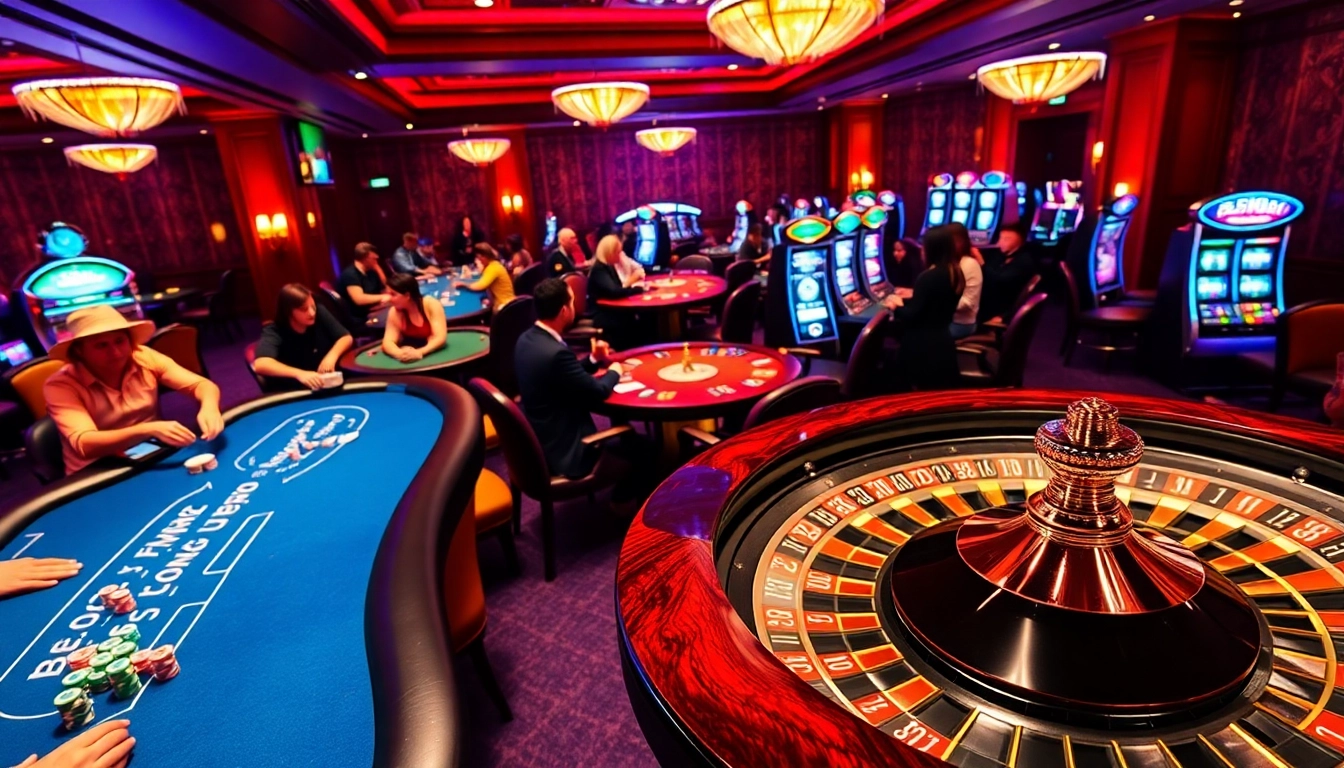 Exciting poker action at BEM88 casino with colorful chips and a vibrant atmosphere.