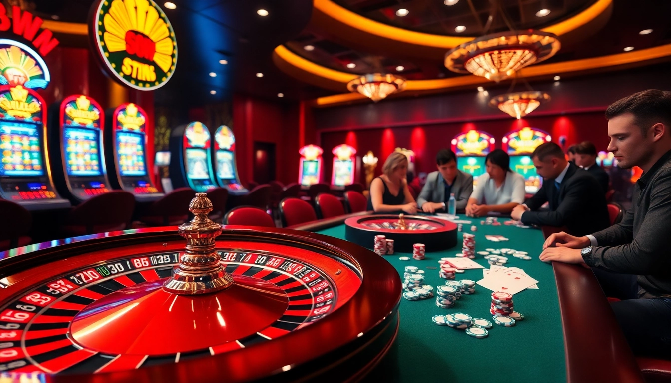 Players engage with the vibrant 58WIN casino scene, surrounded by games and excitement.