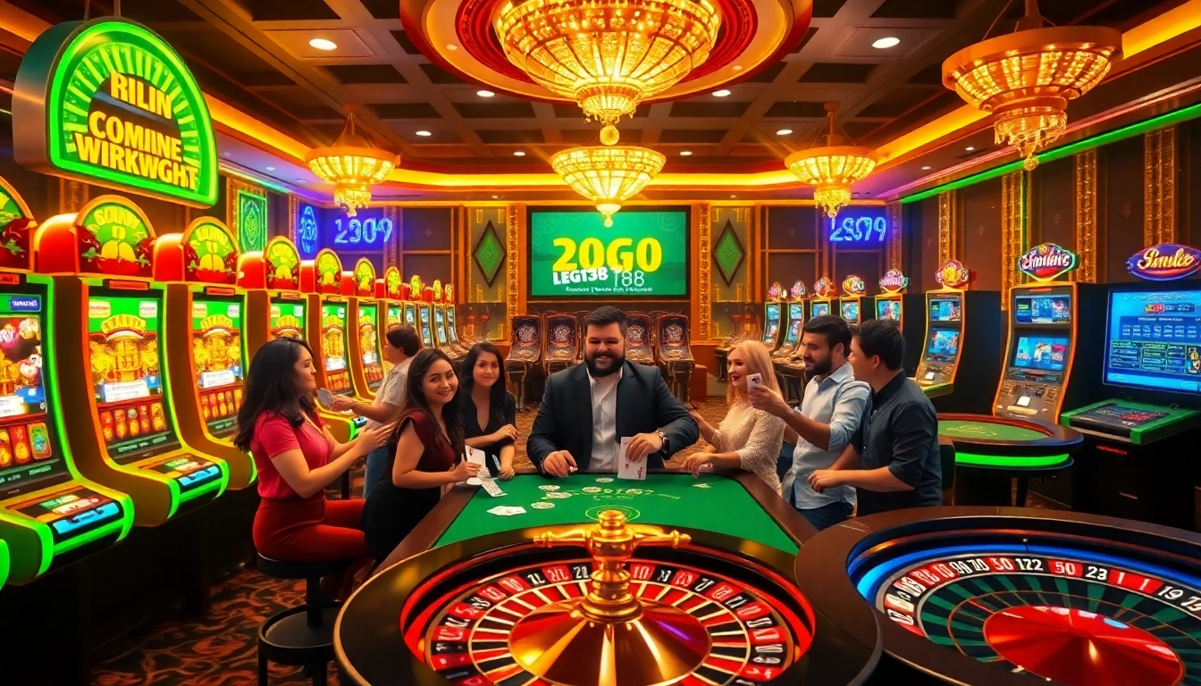 Experience thrilling wins at lego138, featuring vibrant slot machines and lively poker tables in a luxurious casino.