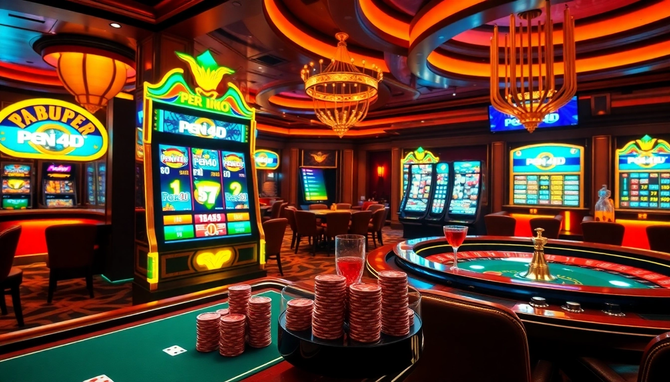 Win big at the casino with engaging slot machines and the pen 4d theme in a vibrant scene.