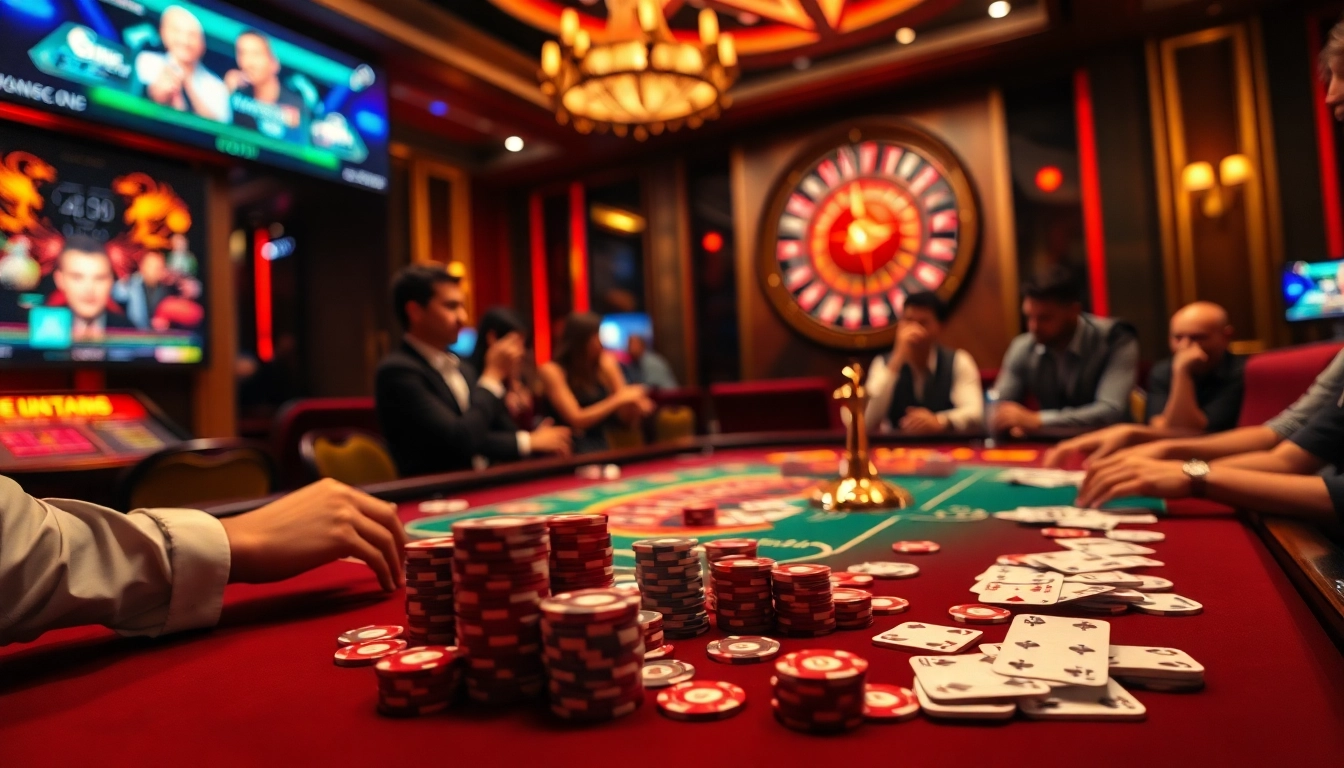Experience thrilling gameplay at https://gk88.bond/ with poker chips and a roulette wheel in action.